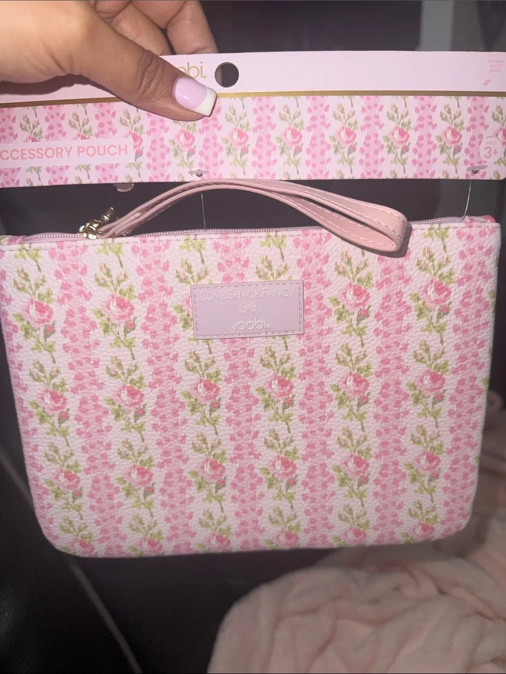 LoveShackFancy Pink Floral & Bow Pattern limited edition Accessory Pouch